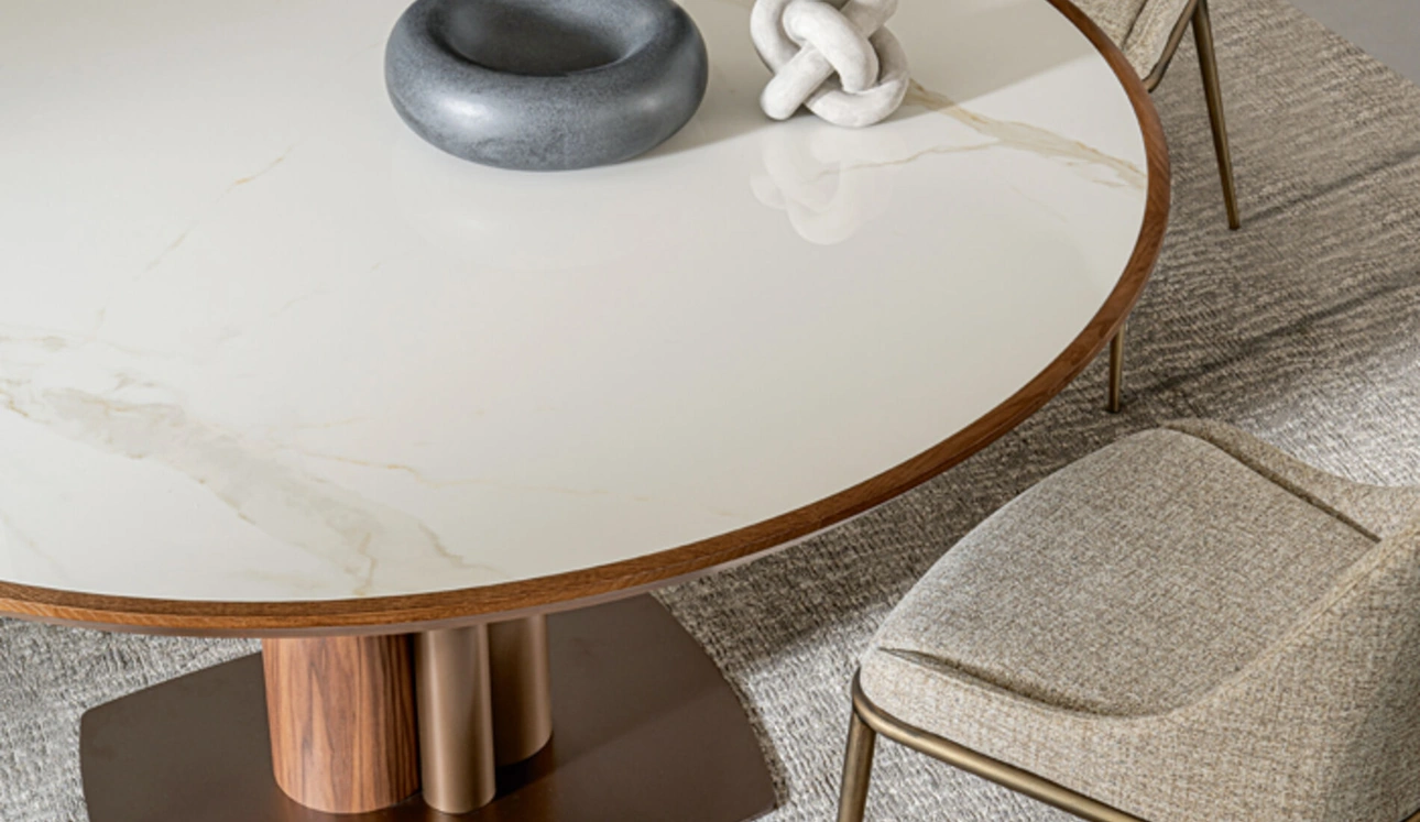 Tavolo Tower in legno e ceramica di Riflessi