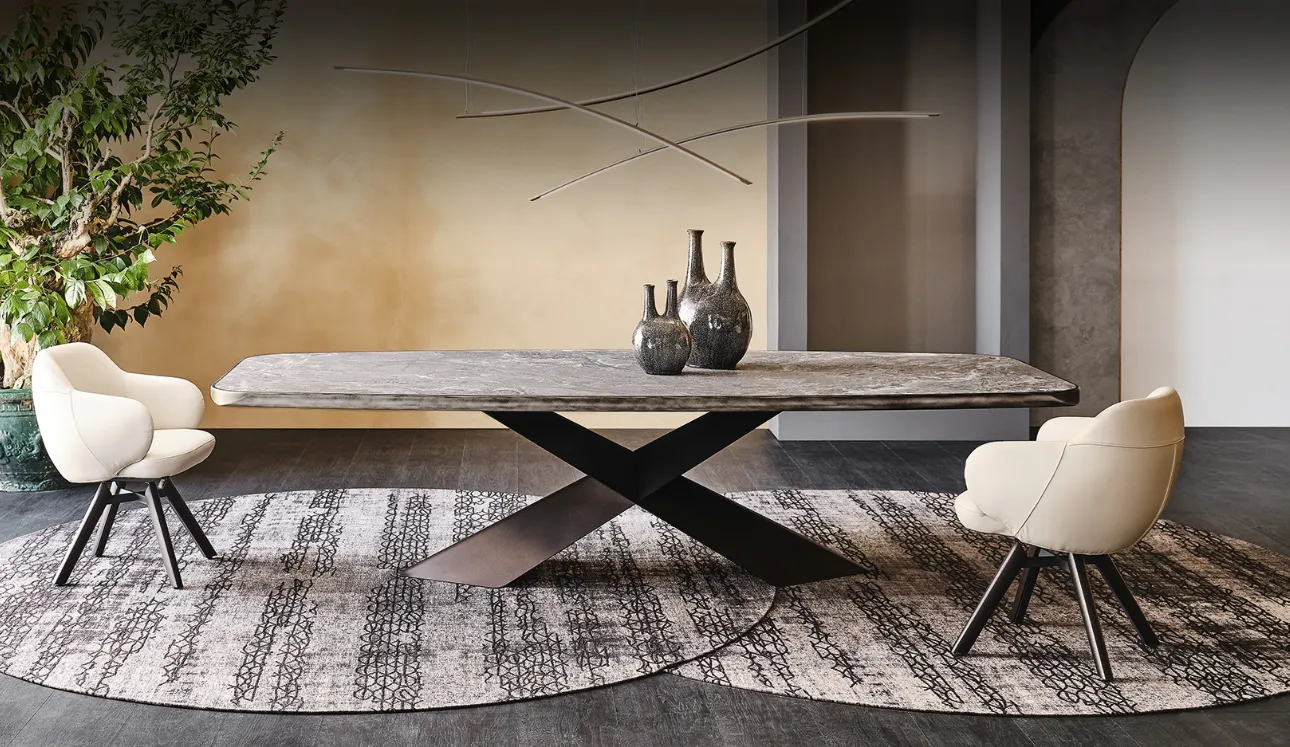 Tavolo con base in metallo e piano in ceramica Tyron Keramik Premium di Cattelan Italia