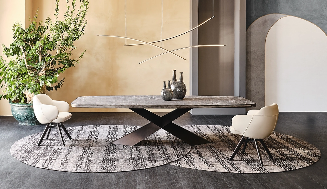 Tavolo con base in metallo e piano in ceramica Tyron Keramik Premium di Cattelan Italia