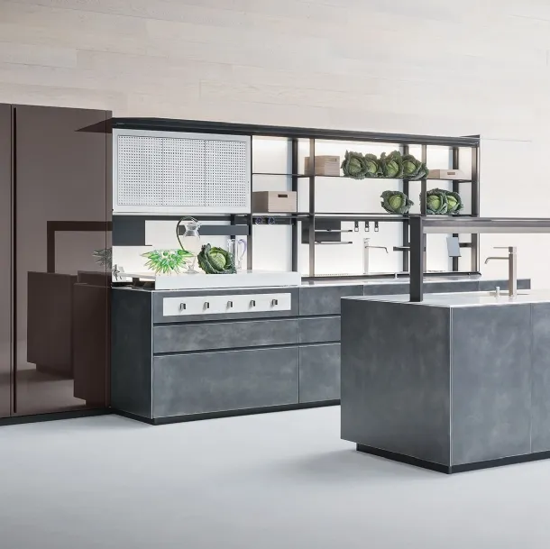 Cucina Design Artematica Laccato Graffiato Acciaio di Valcucine