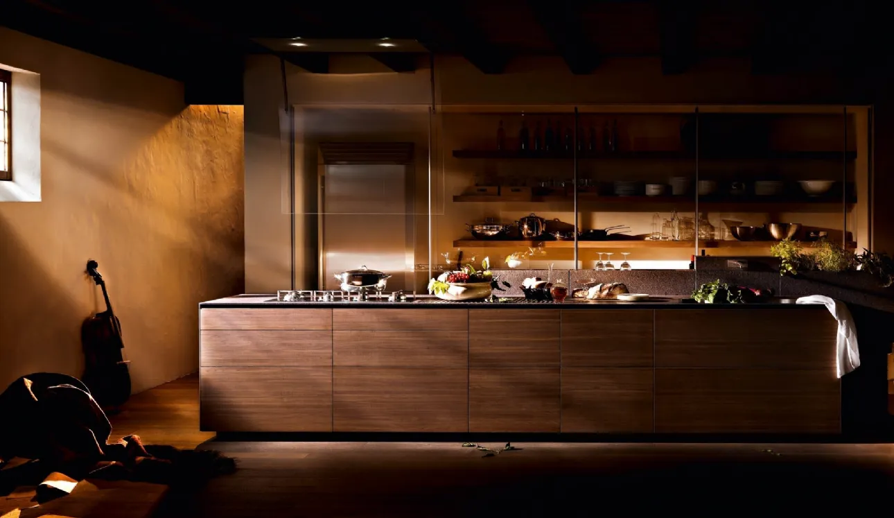 Cucina Design con isola Artematica Noce Tattile di Valcucine