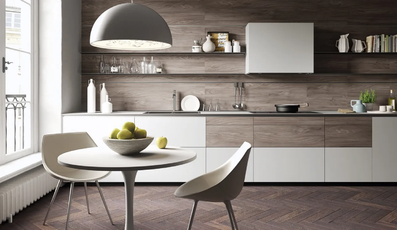 Cucina Design Forma Mentis con anta in nobilitato effetto legno di Valcucine