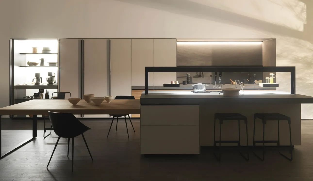 Cucina Design con isola Genius Loci Olmo Tattile di Valcucine