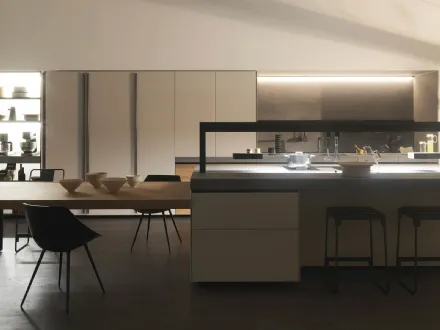 Cucina Design con isola Genius Loci Olmo Tattile di Valcucine