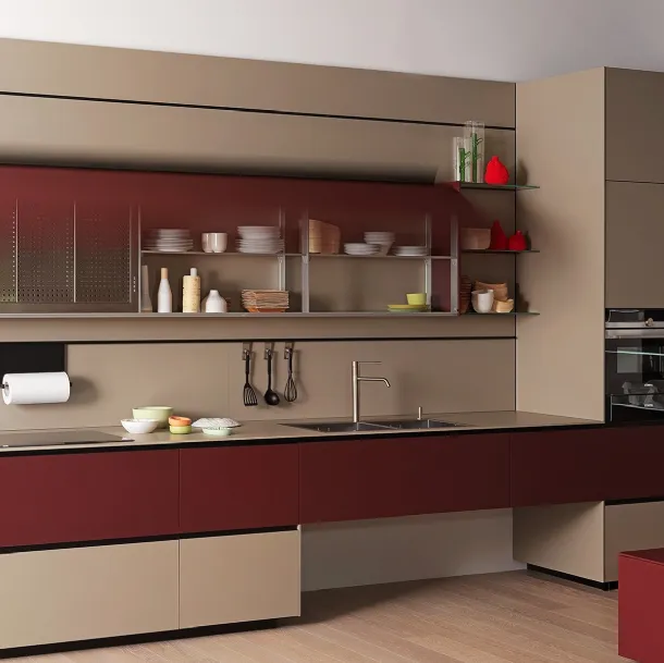 Cucina Design lineare Riciclantica Laminato Grigio Caldo Opaco di Valcucine