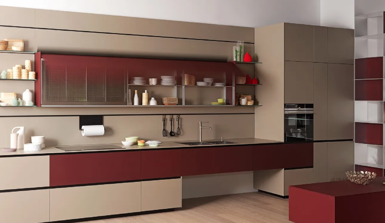 Cucina Design lineare Riciclantica Laminato Grigio Caldo Opaco di Valcucine