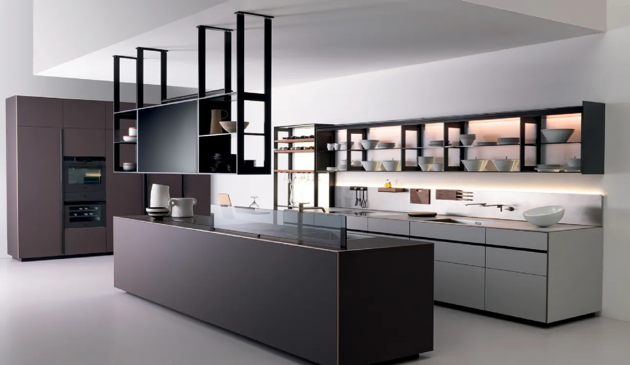 Cucina Design con isola Riciclantica Outline Laminato Cioccolato Piccante di Valcucine