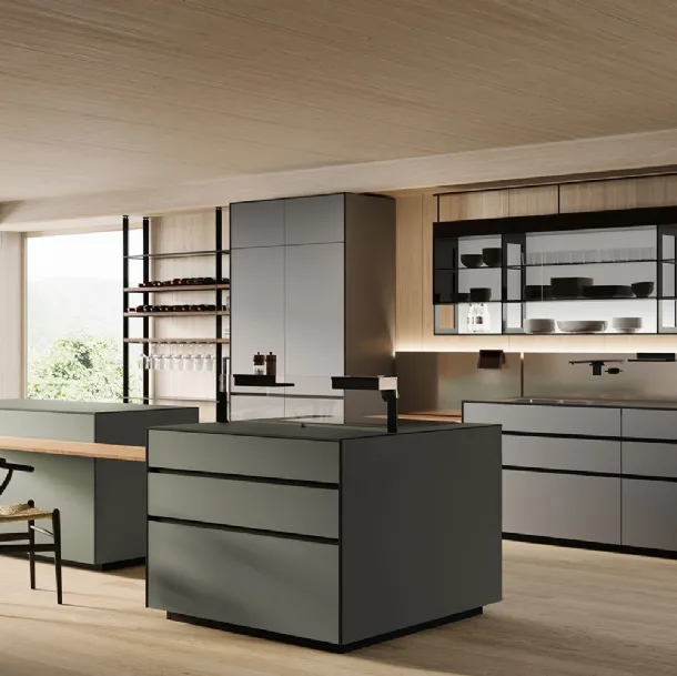 Cucina Design con isola Riciclantica Outline Laminato Seta di Valcucine