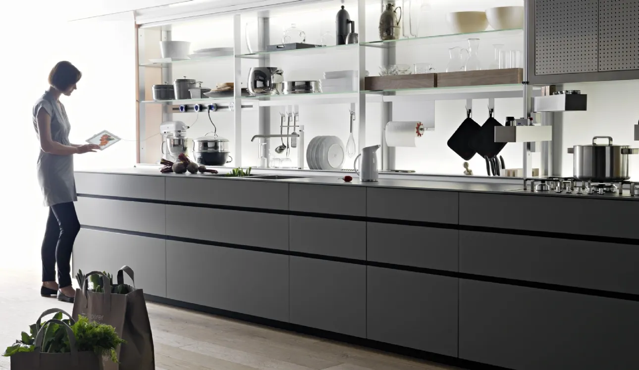 Cucina Design Artematica in vetro temprato laccato opaco Vitrum Grigio Cemento 01 di Valcucine