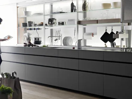 Cucina Design Artematica in vetro temprato laccato opaco Vitrum Grigio Cemento 01 di Valcucine