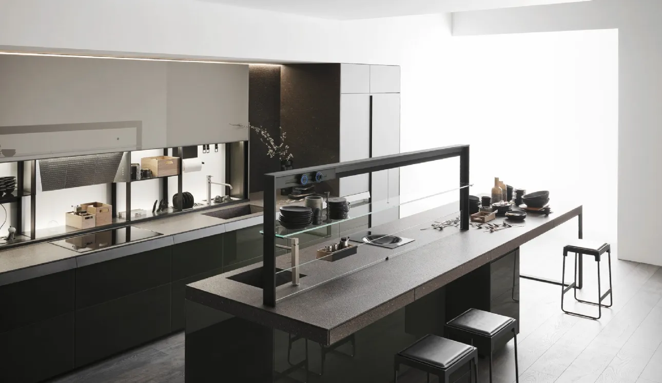 Cucina Design Genius Loci Vitrum Lucido Verde Oceanico di Valcucine