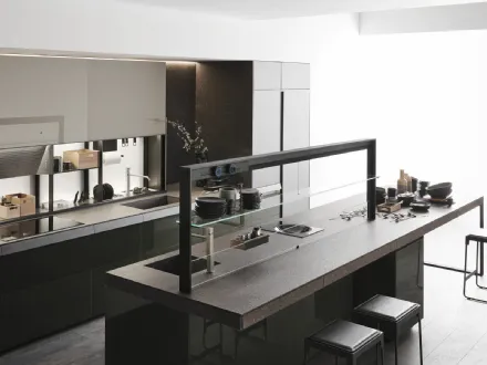 Cucina Design Genius Loci Vitrum Lucido Verde Oceanico di Valcucine