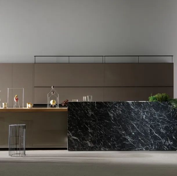 Cucina Design Genius Loci Vitrum Lucido Verde Oceanico di Valcucine