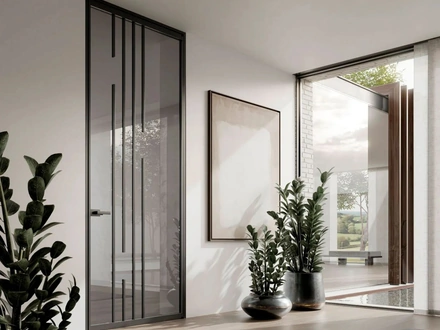 Porta per interni in vetro con telaio in alluminio Zeus Battente con Stipite di Doal