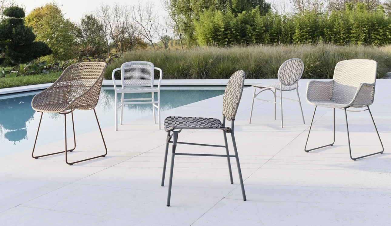 Sedia Colette in acciaio con intreccio in Colette Resin di Gervasoni