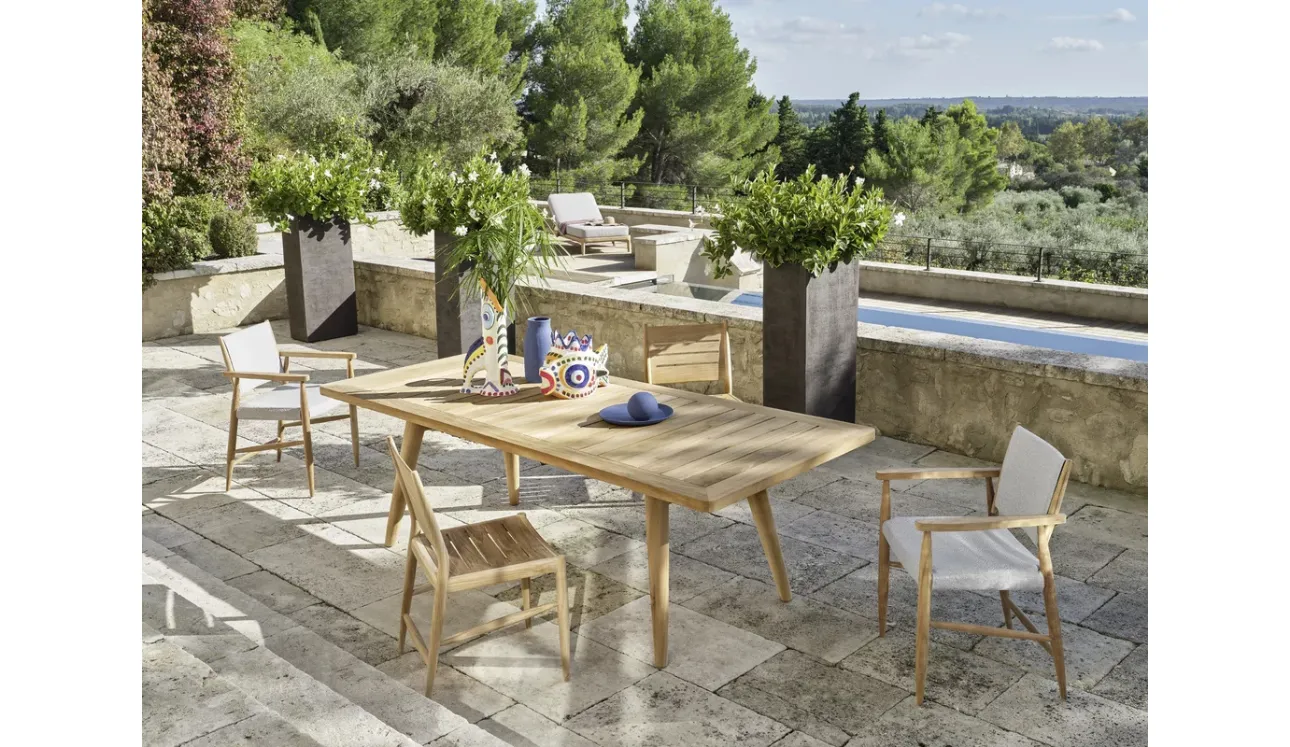 Tavolo rettangolare Eidos in teak di Gervasoni