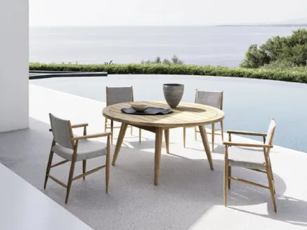 Tavolo rotondo Eidos in teak di Gervasoni
