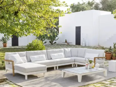Tavolino da giardino Inout 155 basso rettangolare con top in marmo di Gervasoni