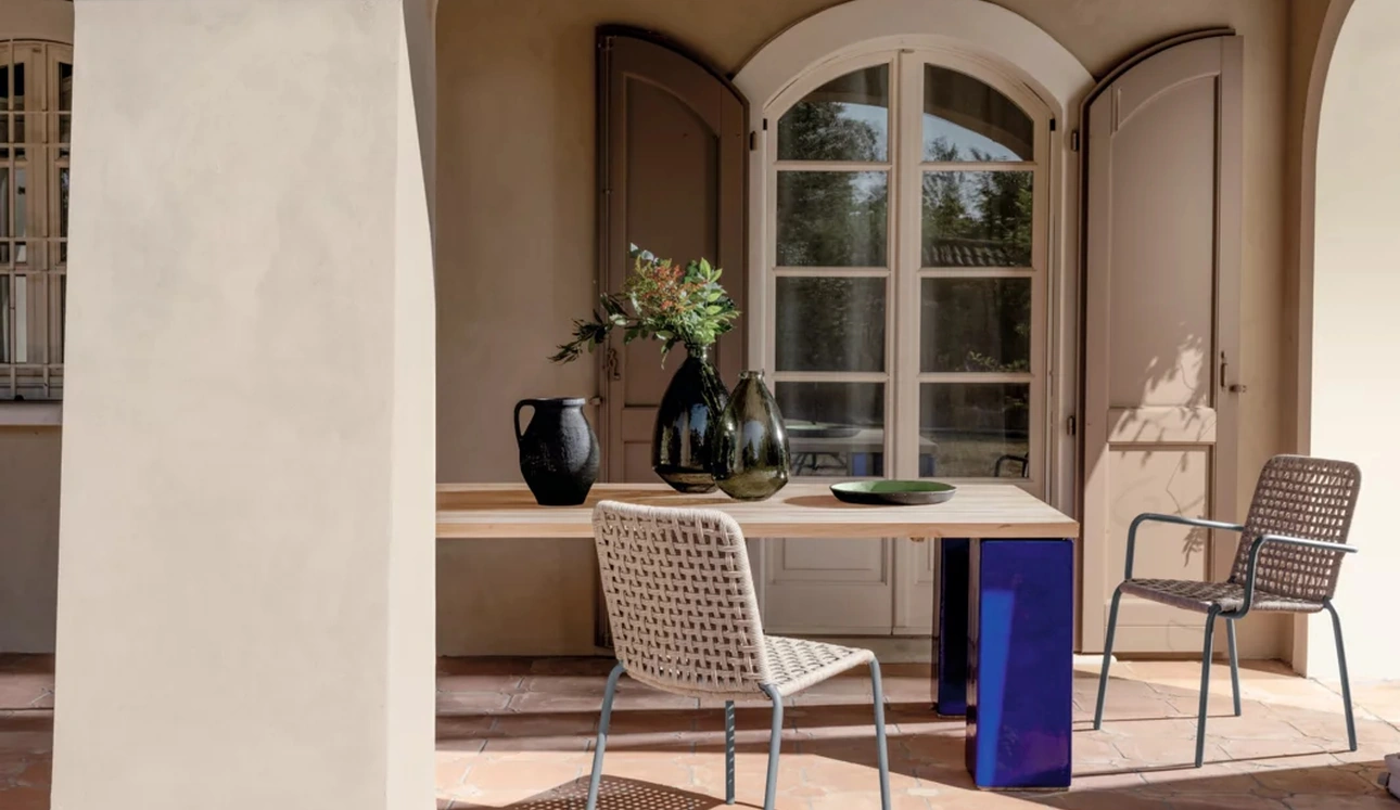 Sedia Straw in corda di polietilene e alluminio di Gervasoni