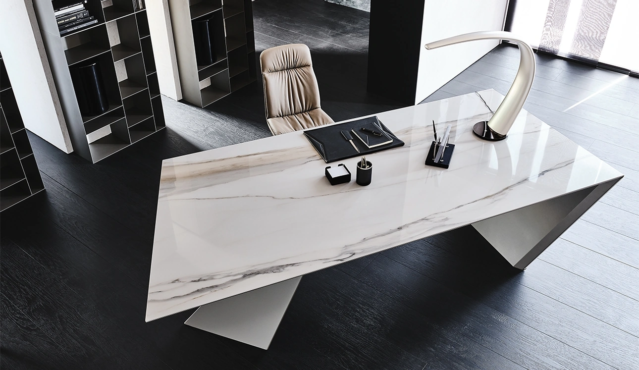 Scrivania direzionale in ceramica Nasdaq Keramik di Cattelan Italia