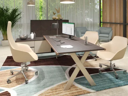 Scrivania Direzionale con top in legno Sant' Andrea Manager di Estel